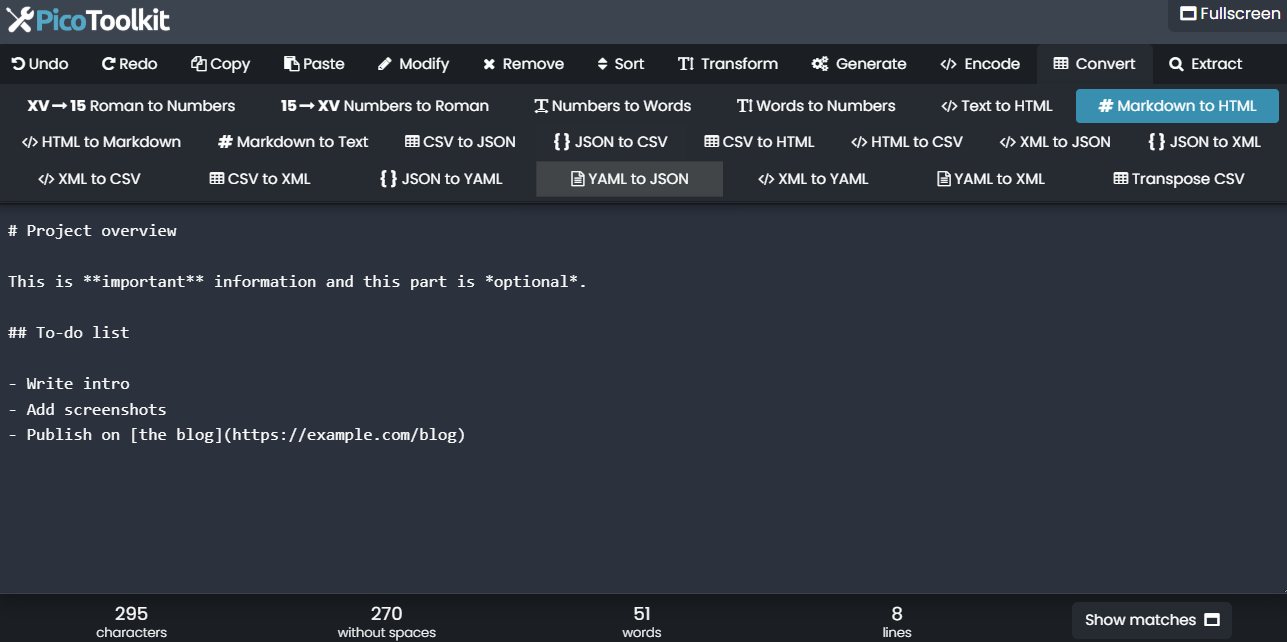 how to convert markdown to html